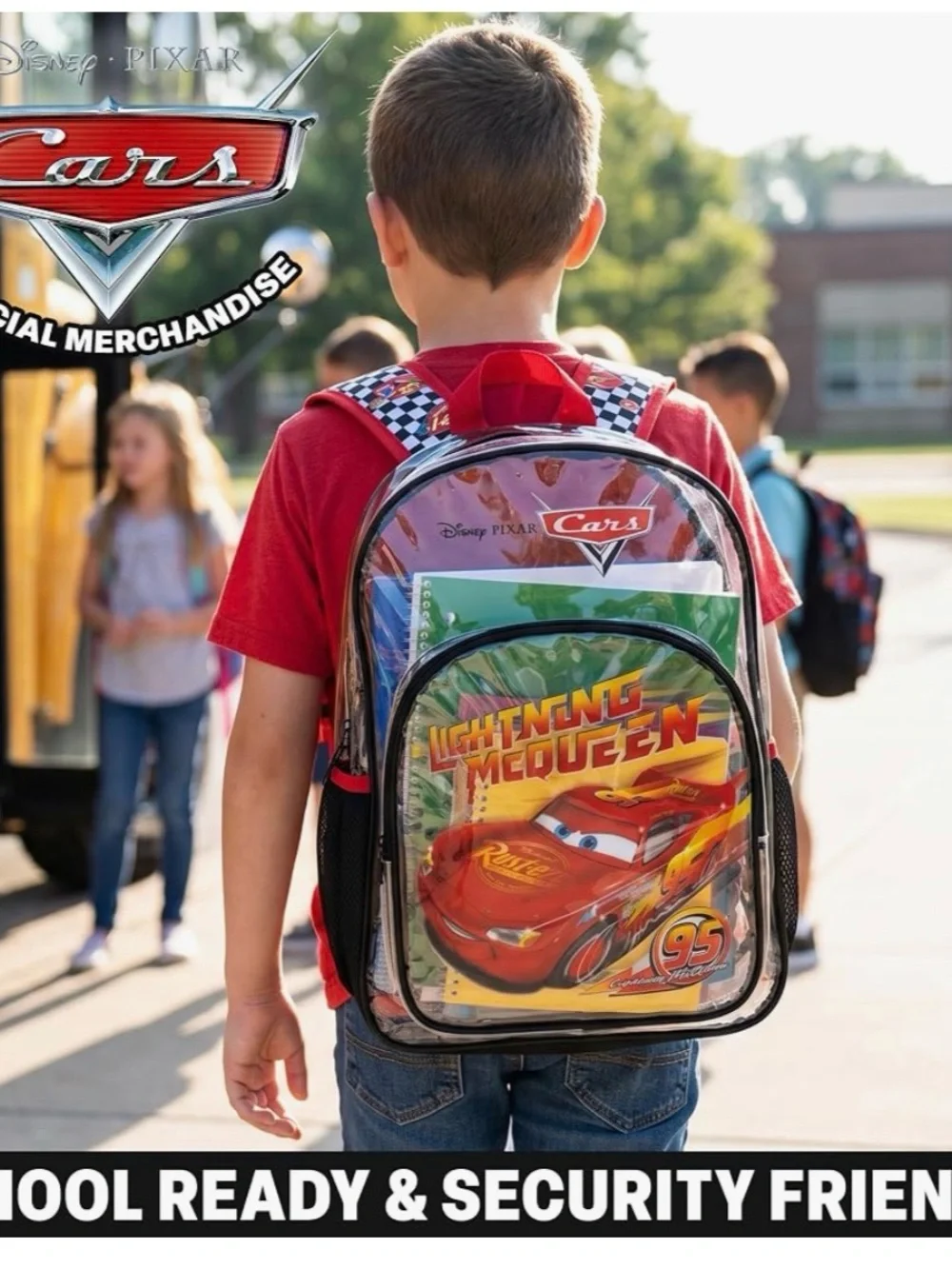 Lightning McQueen Clear Red Kids Backpack NEW BAG ONLY